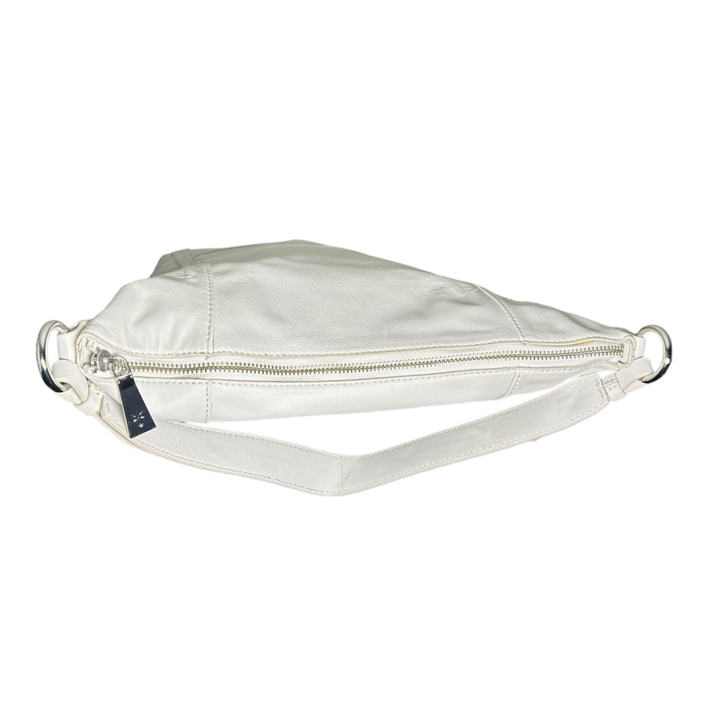 Frye Lena Zip Leather Hobo Bag White Crossbody Shoulder Purse Minimalist - Picture 11 of 16
